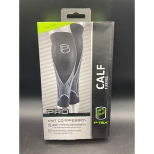 P-TEX PRO Knit Compression Calf Sleeves Pair Black Gray Small P-TEXC600